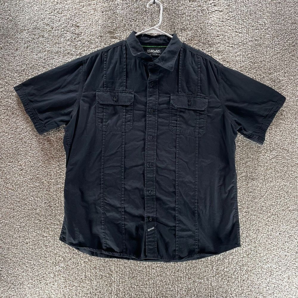 Vintage Ecko UNLTD‎ Shirt Mens 2XL XXL Black Button UP Huge Velvet Back Hit 90s